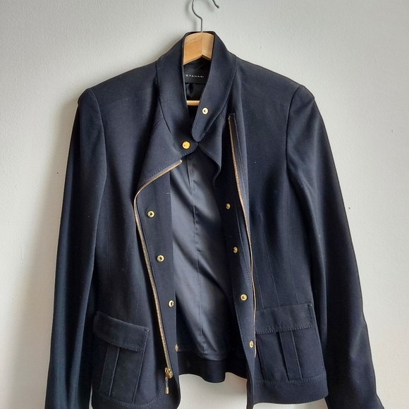 Womens Mandarin collared black jacket - Picture 2 of 6